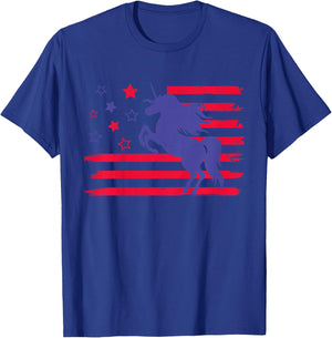 Kids Cute Unicorn 4th of July Girls Kids Patriotic Americorn T-Shirt - T-Shirt | Royal