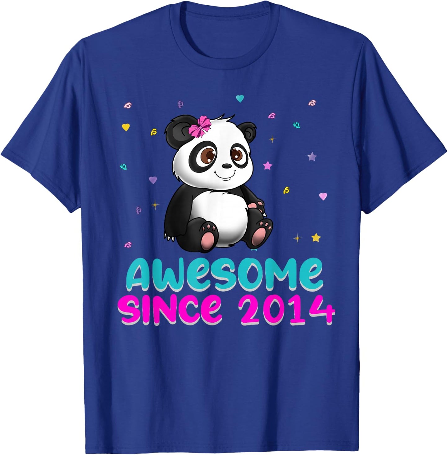 Panda Bear Girl Birthday Gift Love Awesome Since 2014 T-Shirt - T-Shirt | Royal