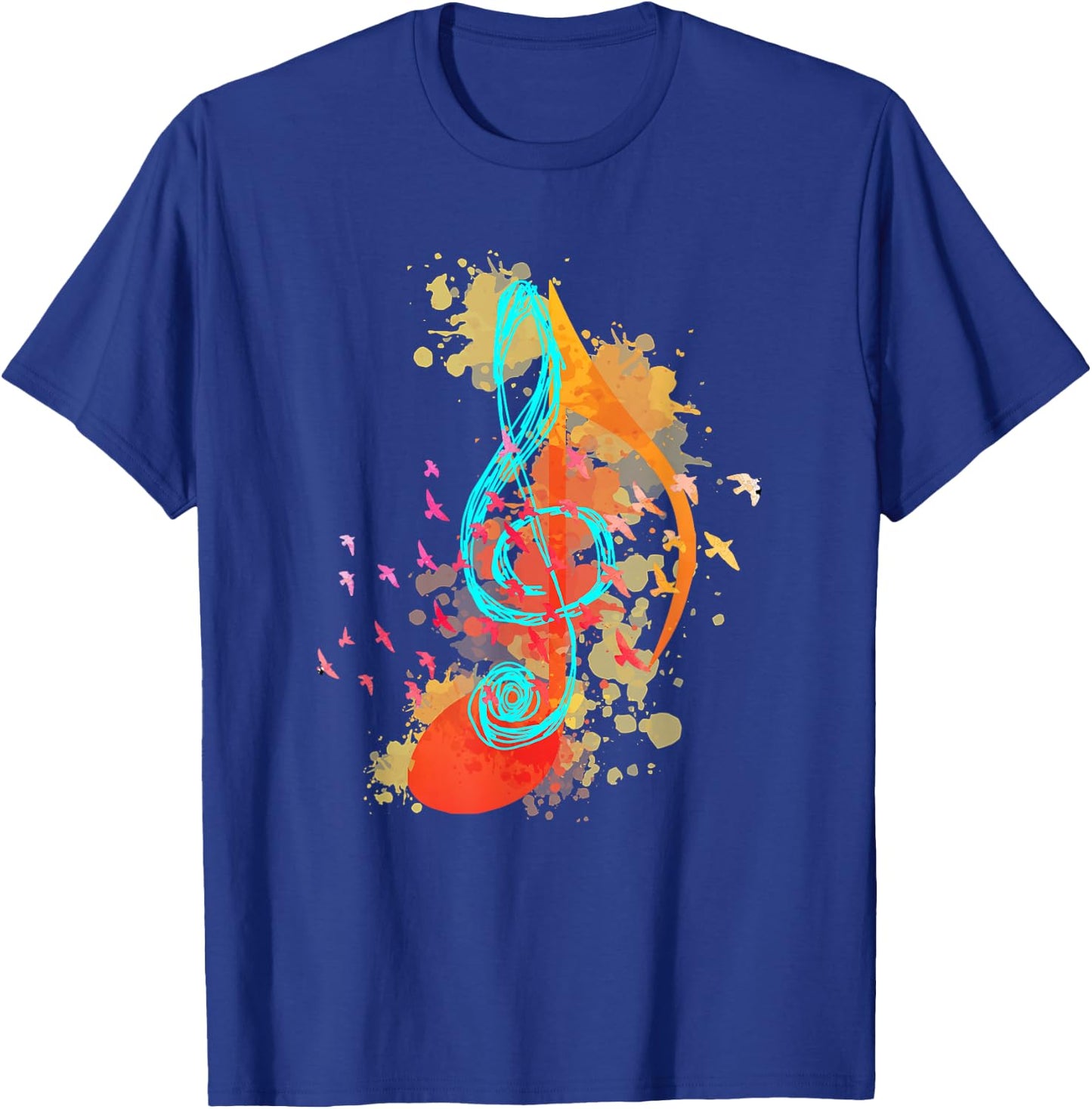 Colorful Treble Clef Music Theory Musician Teacher Birds T-Shirt - T-Shirt | Royal