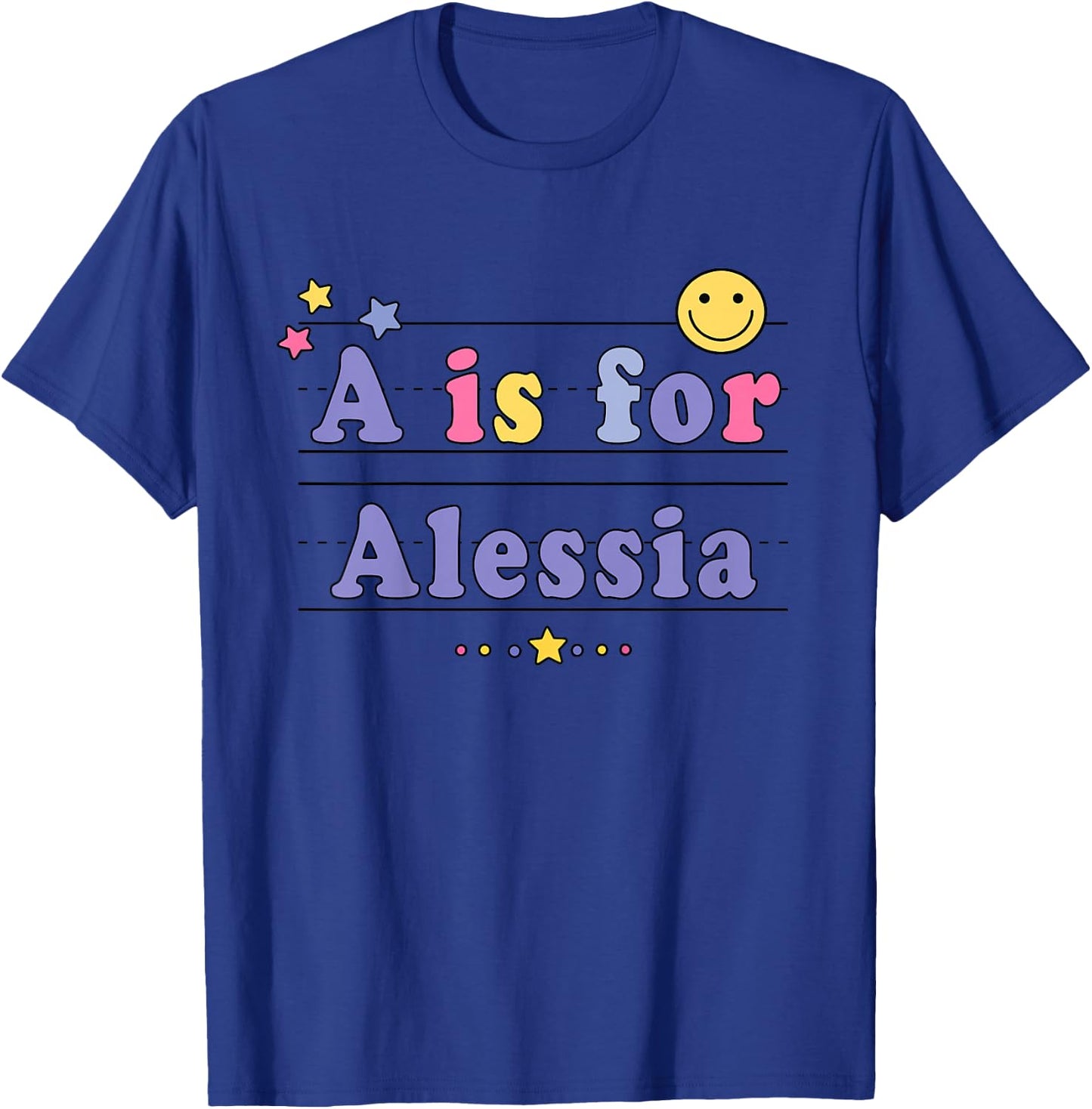 Kids Alessia Name Shirt Alphabet A is for Alessia T-Shirt - T-Shirt | Royal