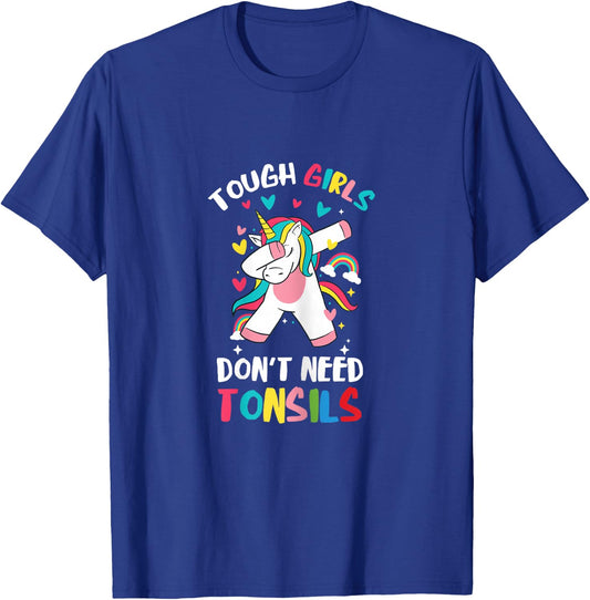 Tough Girl Unicorn Tonsil Surgery Recovery Tonsillectomy T-Shirt - T-Shirt | Royal