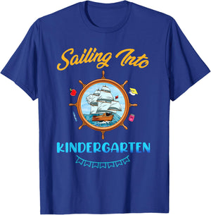 Sailing Into Kindergarten Nautical Teacher Back To School Men Women Girls Kids T-Shirt - T-Shirt | Royal