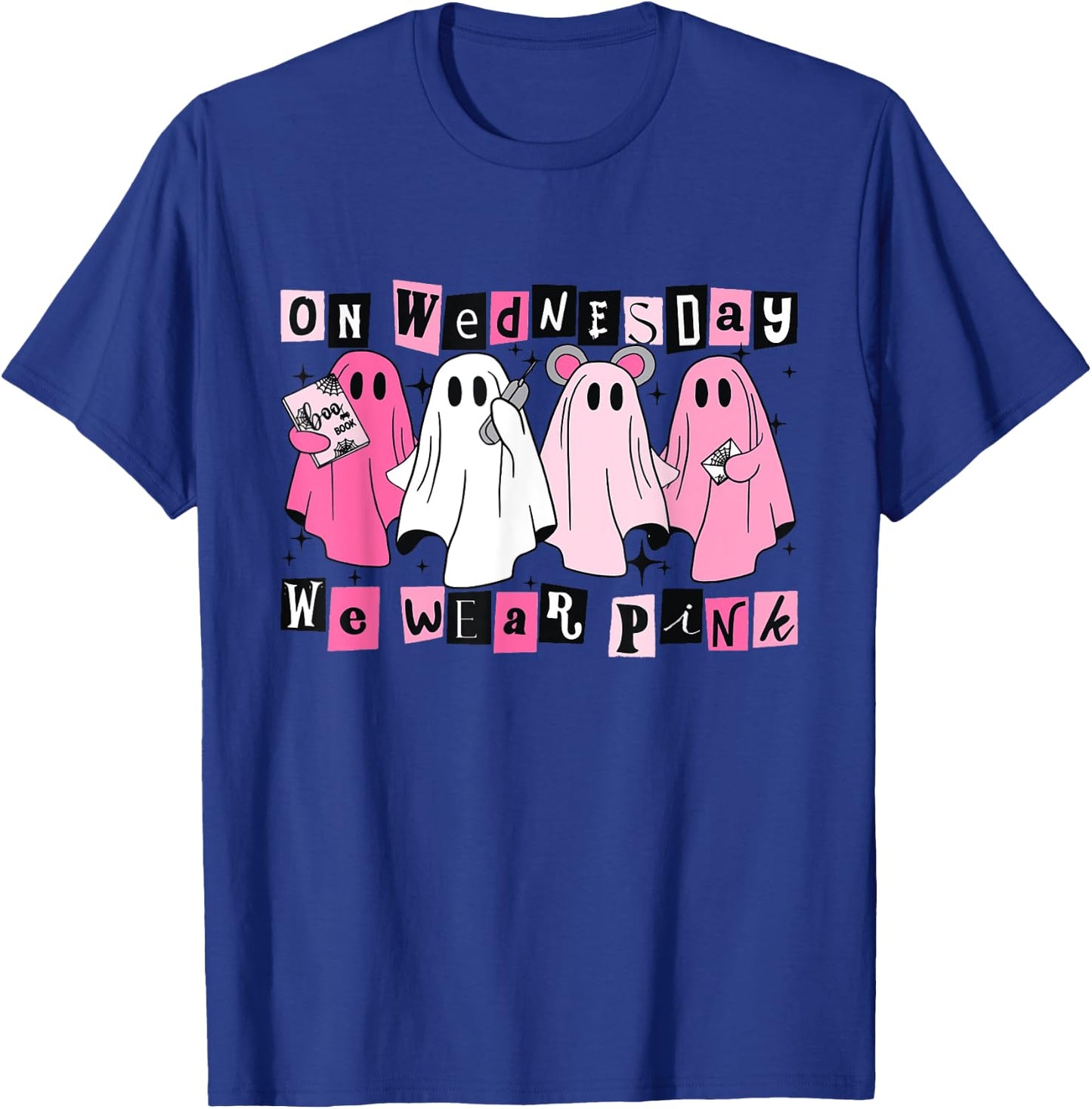 On Wednesday We Wear Cute Pink Ghost Halloween T-Shirt - T-Shirt | Royal