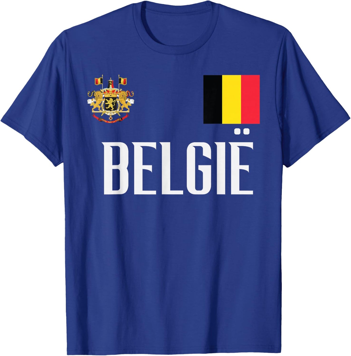 Belgium Flag Belgie Football Soccer Fan Men Women Kids T-Shirt - T-Shirt | Royal