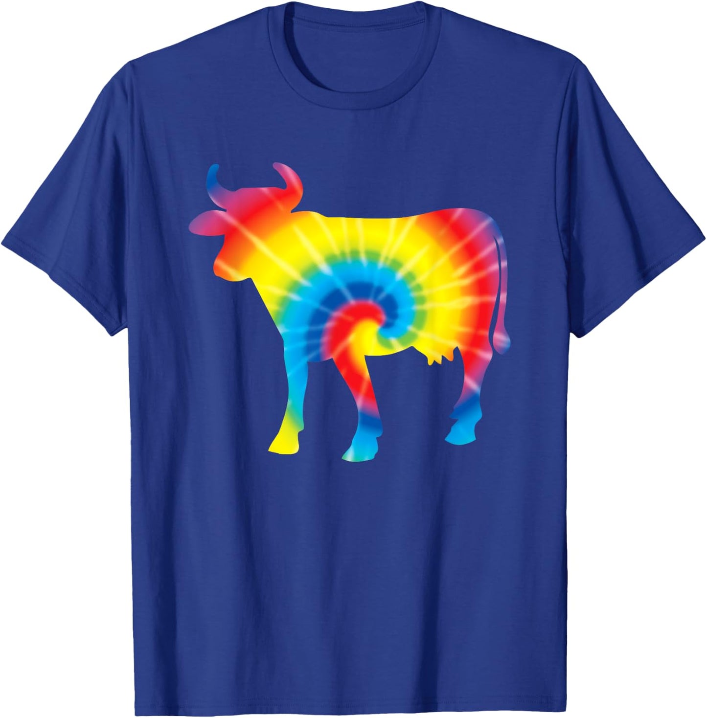 Tie Dye Cow Rainbow Print Heifer Farm Hippie Peace Gift T-Shirt - T-Shirt | Royal