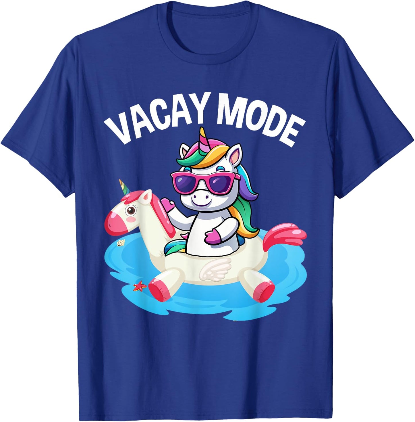 Vacay Mode Cute Unicorn Funny Family Vacation Kids Girl T-Shirt - T-Shirt | Royal
