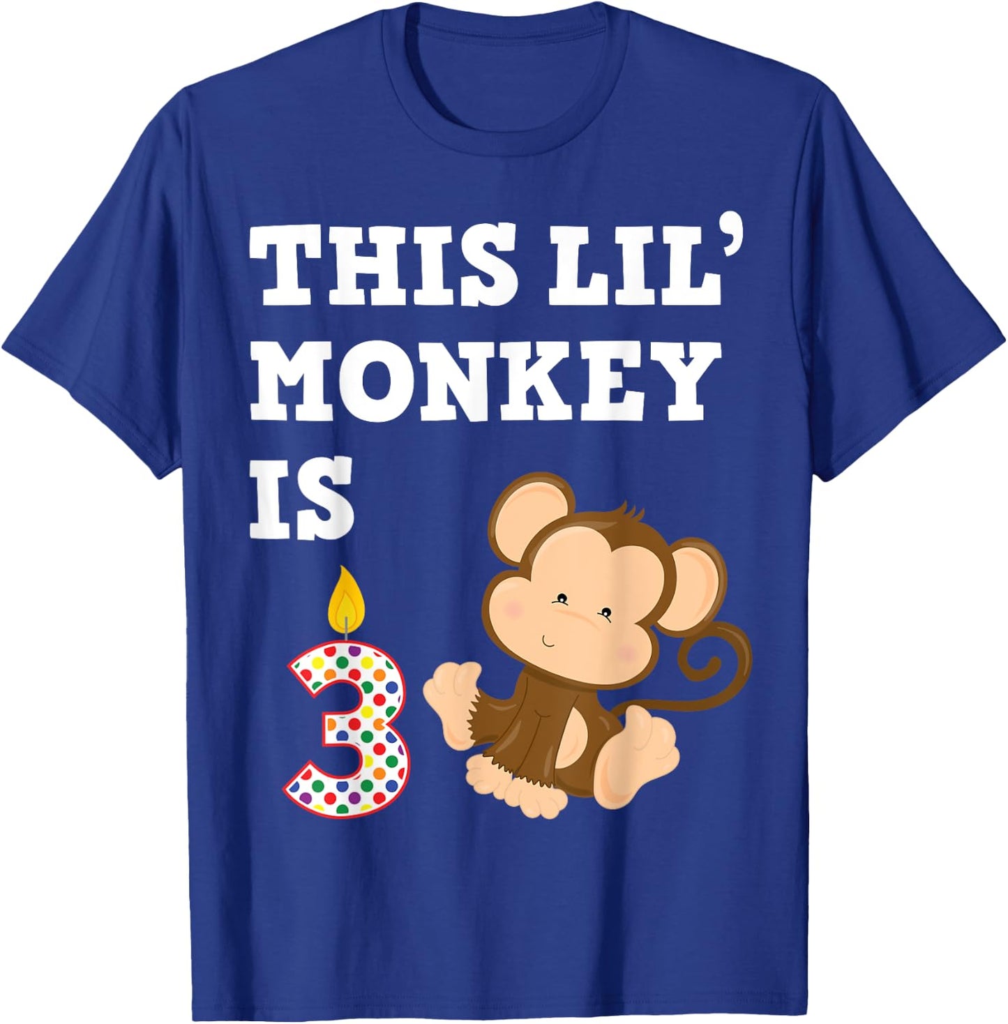 Cartoon Monkey Party Birthday 3 Year Old 3rd B-Day for Kids T-Shirt - T-Shirt | Royal