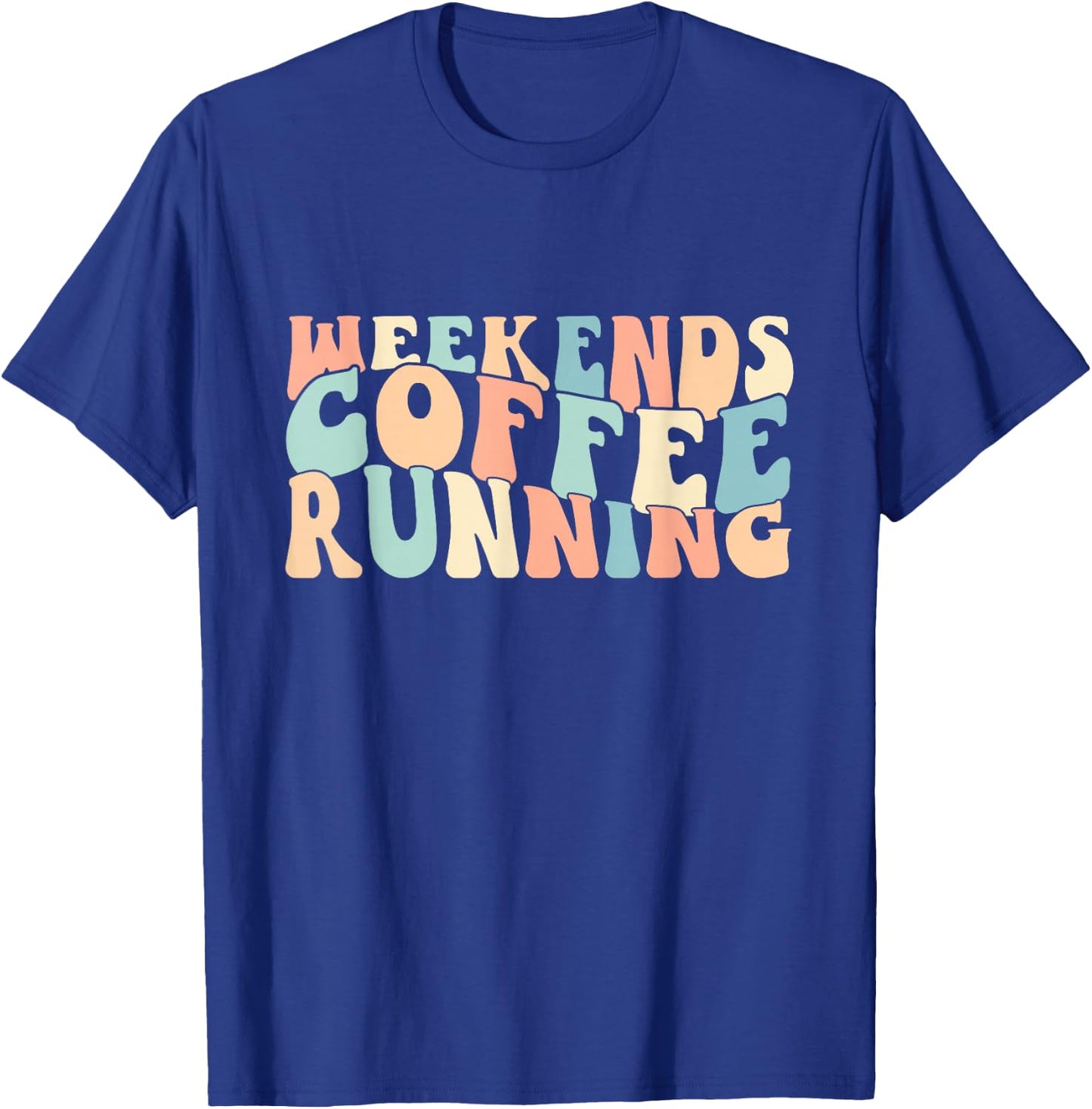 Groovy Retro Weekends Coffee Running Vintage Runner T-Shirt - T-Shirt | Royal