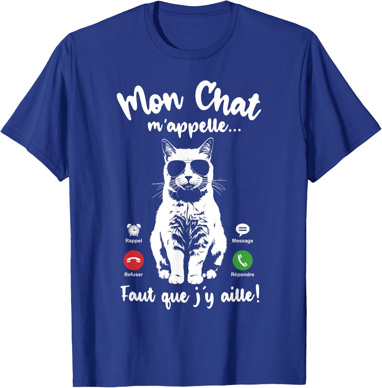 Cat with Glasses Woman Girl Mon Chat m'appelle , Black, S T-Shirt - T-Shirt | Royal