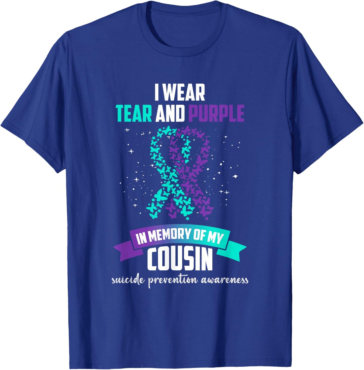 Purple Ribbon Suicide Prevention Awareness T-Shirt - T-Shirt | Royal