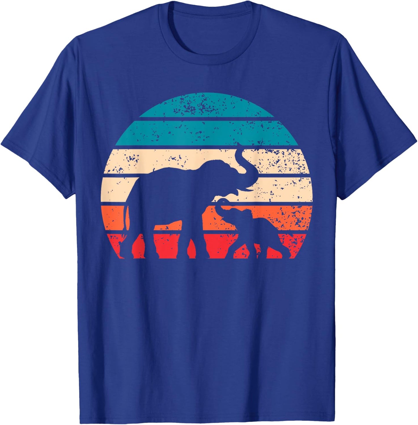 Vintage Elefant Retro Sonnenuntergang Farben Silhouette T-Shirt - T-Shirt | Royal