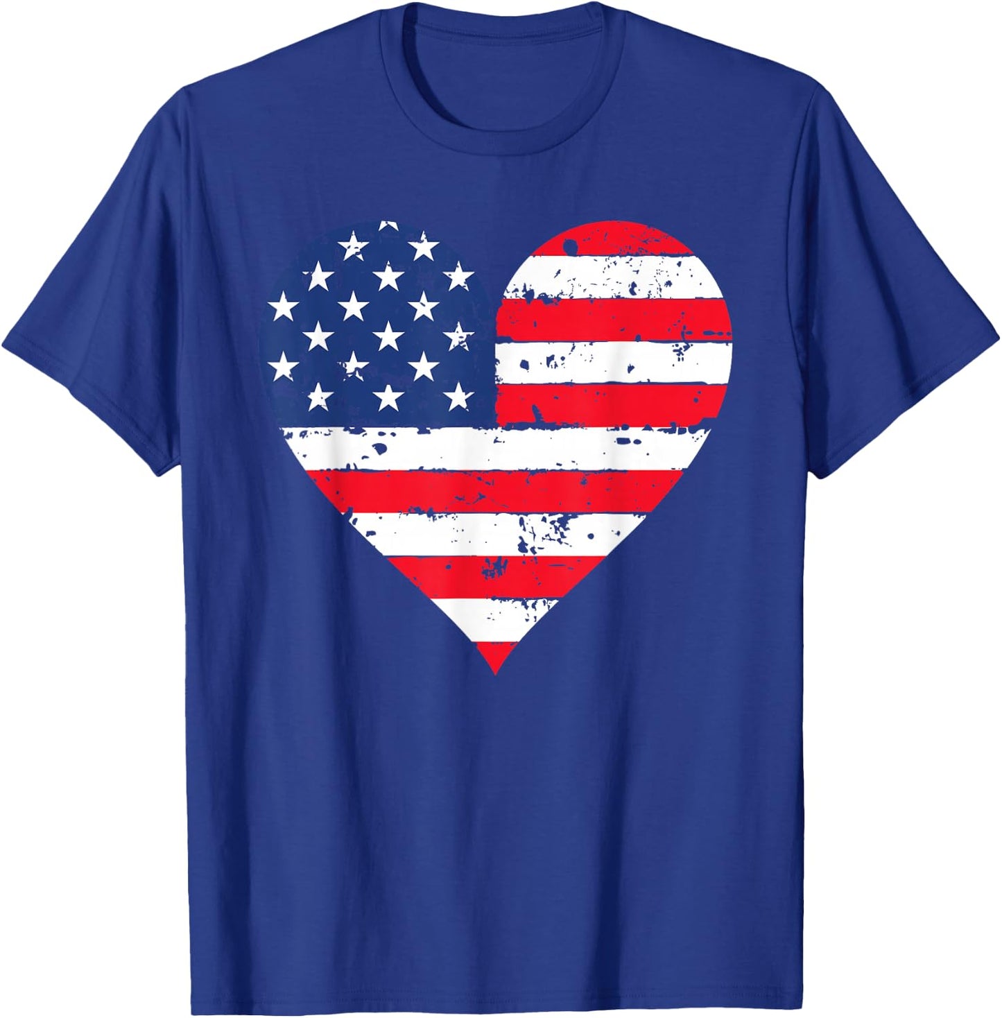 American Flag Heart 4th of July USA Patriotic Pride T-Shirt - T-Shirt | Royal
