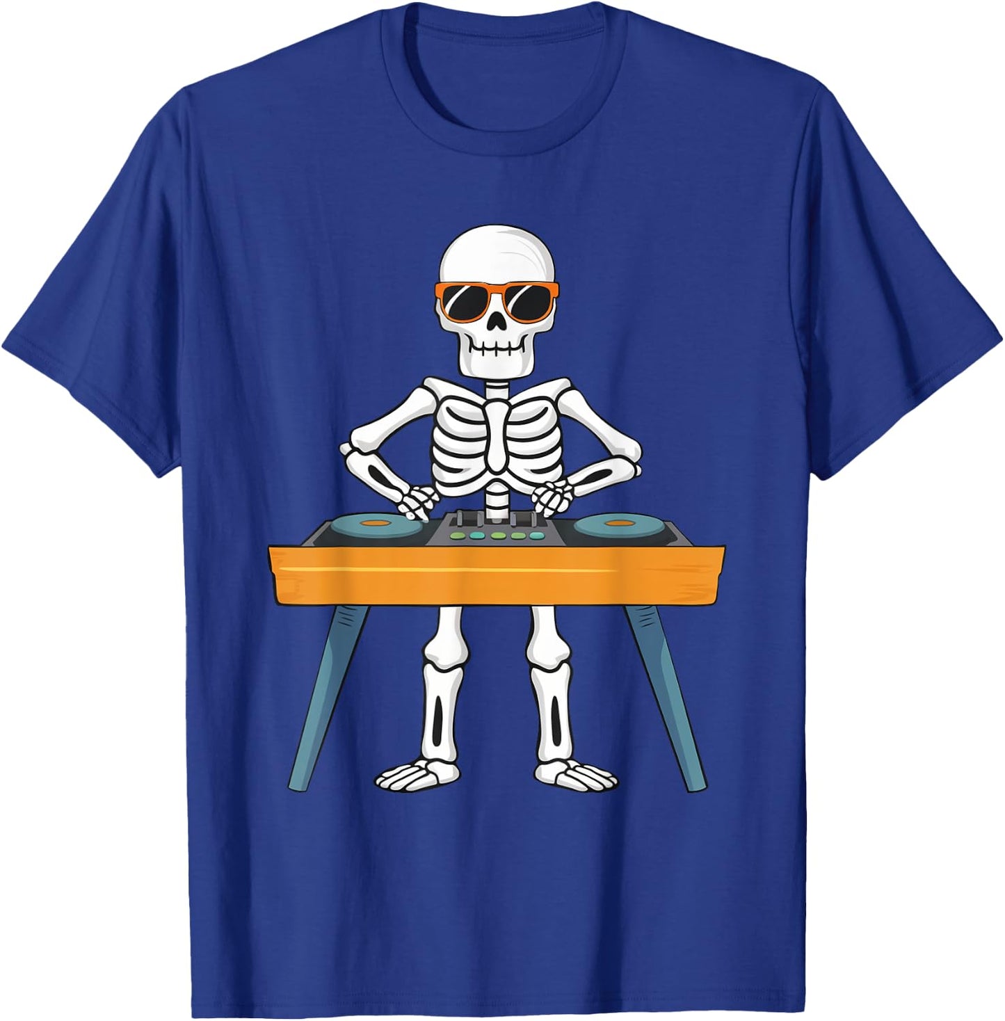 Funny Skeleton Playing DJ Music Kids Boys Girls Halloween T-Shirt - T-Shirt | Royal