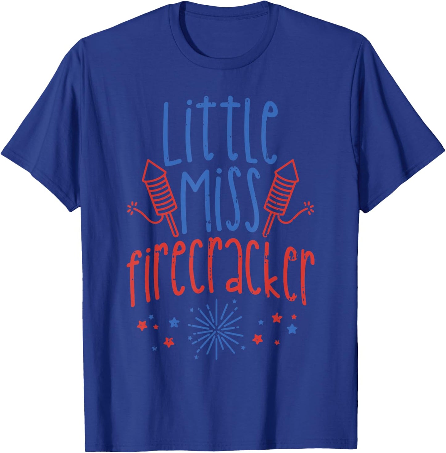 Little Miss Firecracker Funny 4th Of July Patriot Girls Gift T-Shirt - T-Shirt | Royal