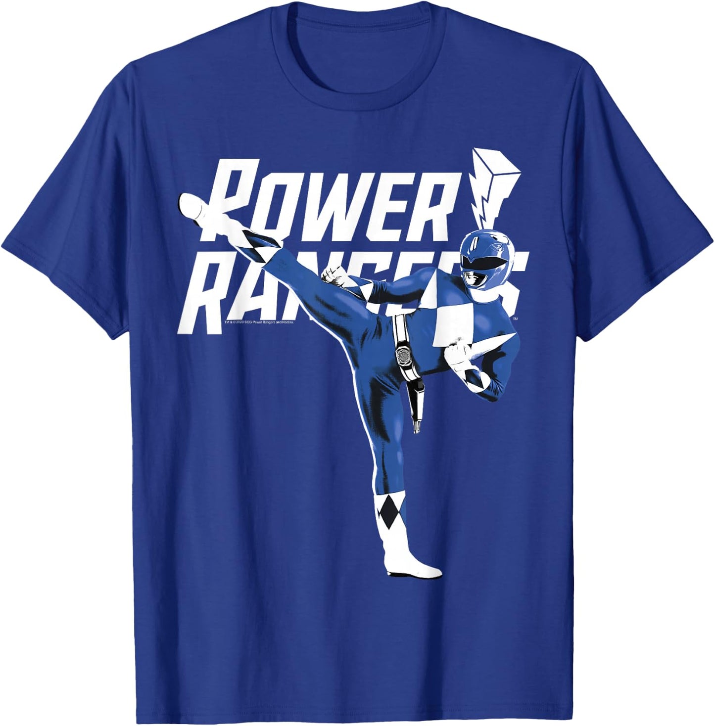 Power Rangers Blue Ranger Karate Action Pose Logo T-Shirt - T-Shirt | Royal
