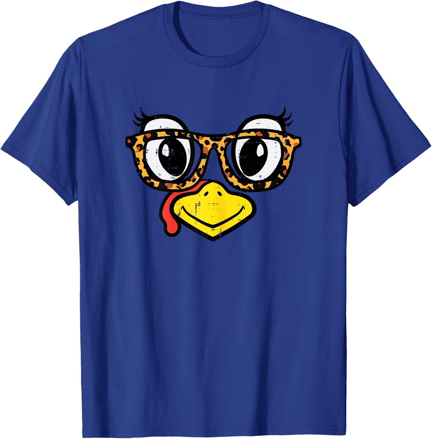 Thanksgiving Turkey Glasses Cute Fall Girls Kids Women Youth T-Shirt - T-Shirt | Royal