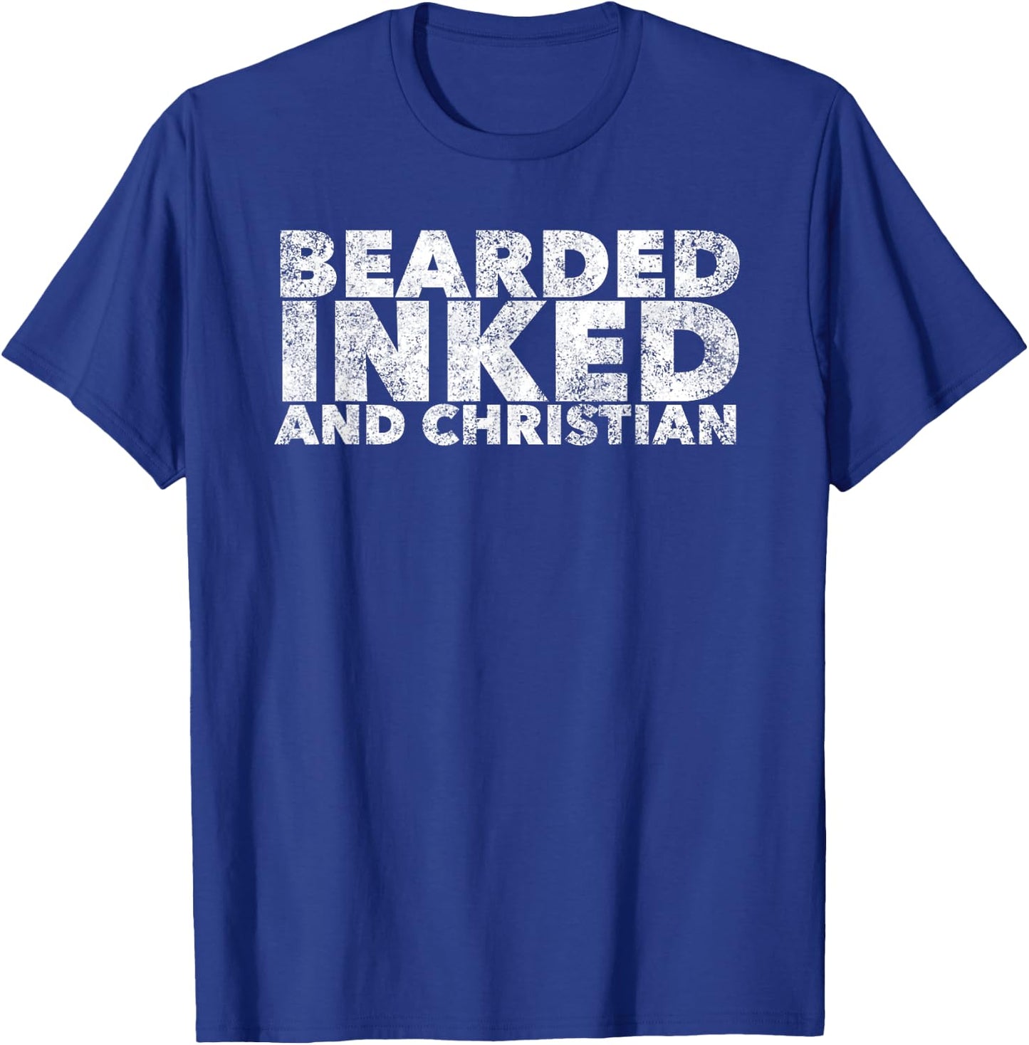 Bearded Inked and Christian - Tattooed Believer with Beard T-Shirt - T-Shirt | Royal