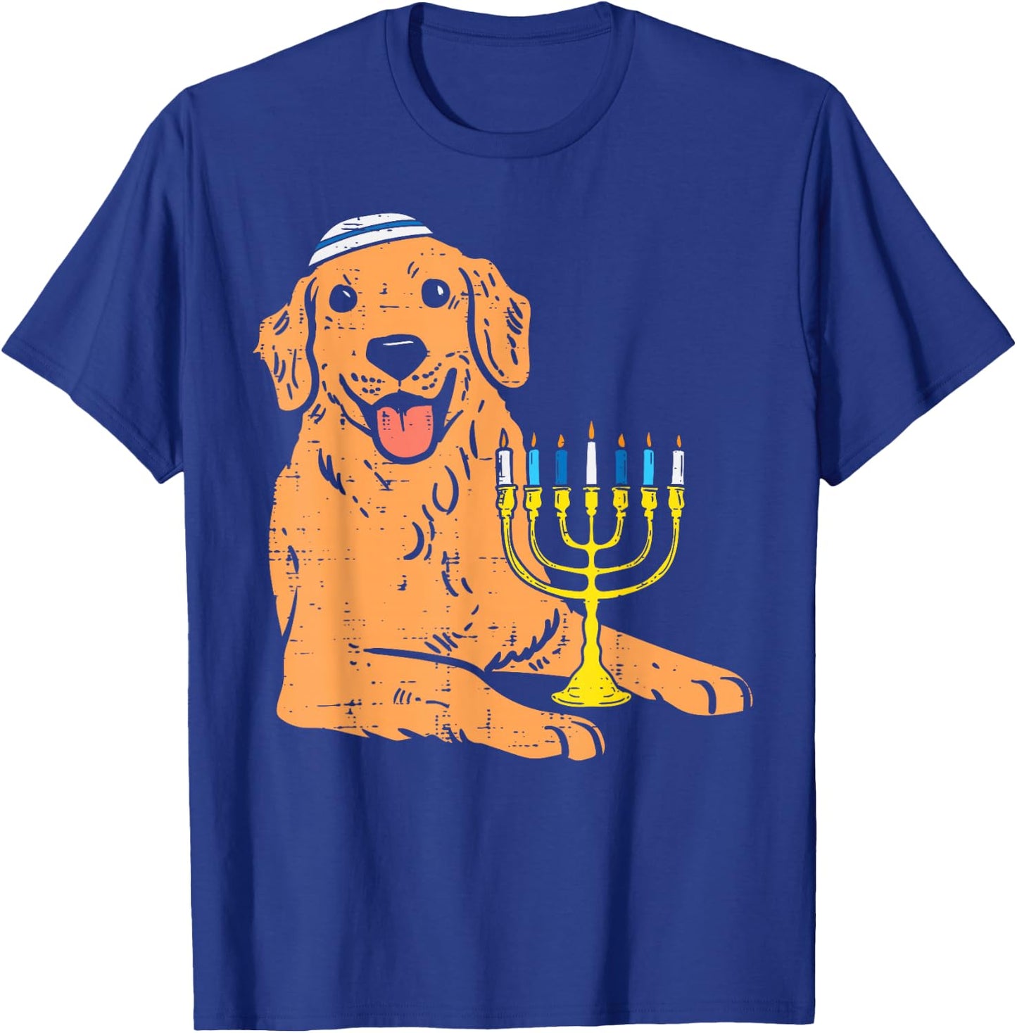 Jewish Golden Retriever Dog Hanukkah Pajamas Chanukah PJs T-Shirt - T-Shirt | Royal