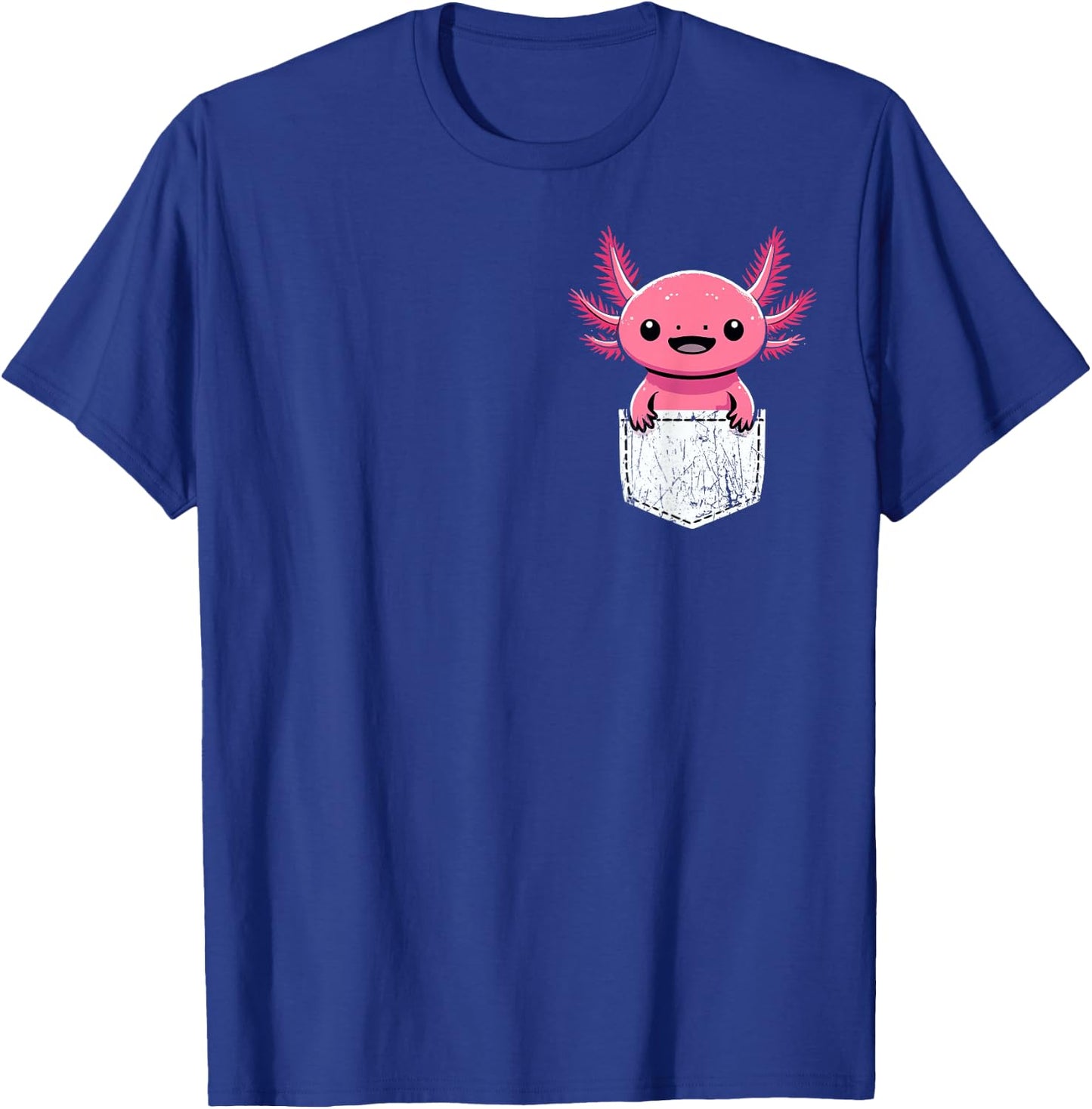 Axolotl Cute Kawaii Pocket Axolotl T-Shirt - T-Shirt | Royal
