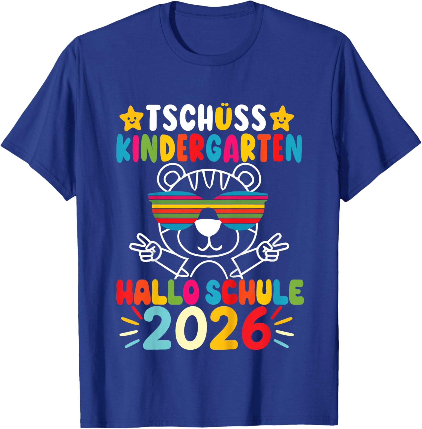 Kinder Tschüss Kindergarten Hallo Schule Kita Abgänger 2026 Tigerin T-Shirt - T-Shirt | Royal
