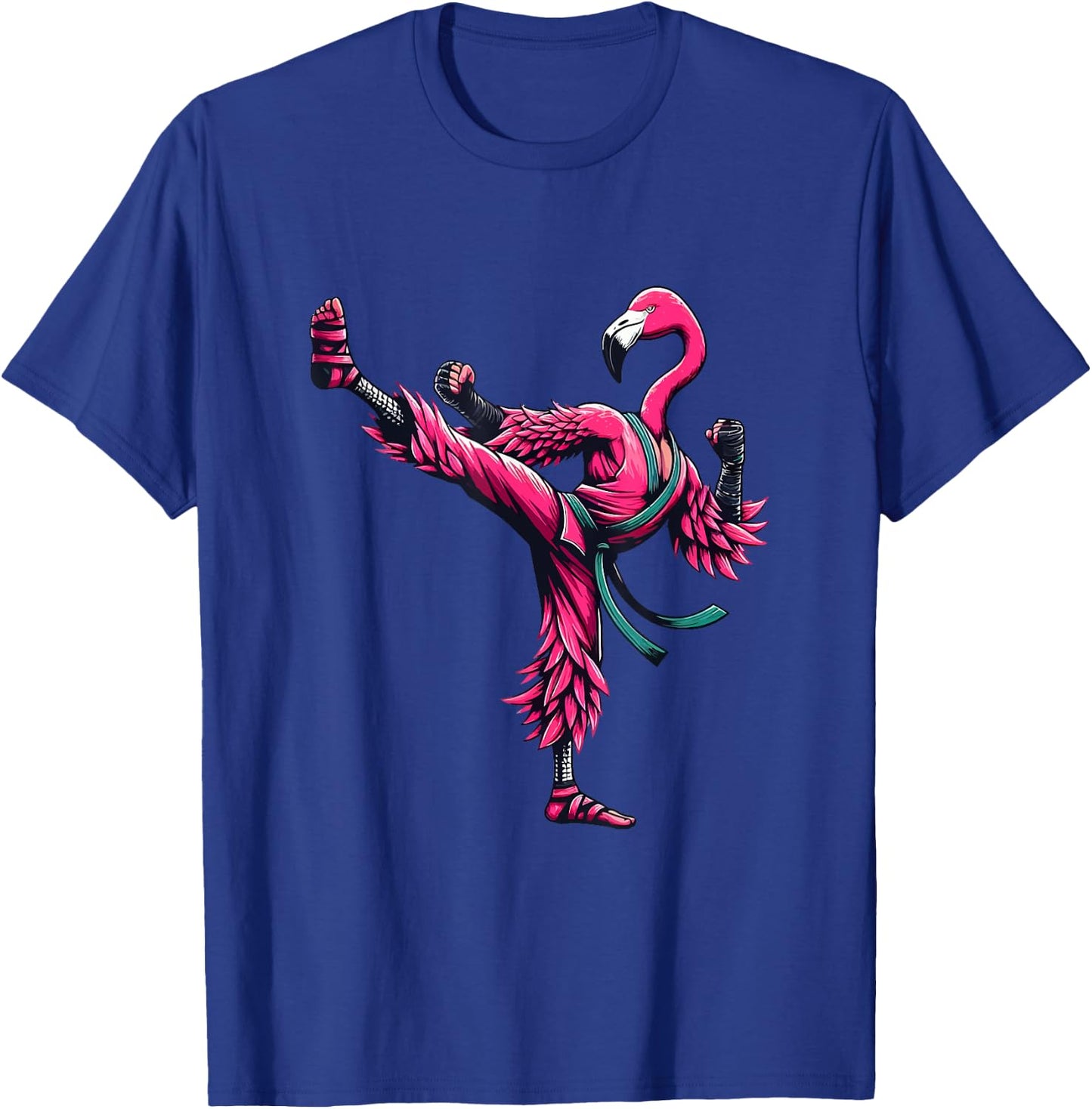 Karate Kicks in Pink Belt Martial Arts Cute Funny Flamingo T-Shirt - T-Shirt | Royal