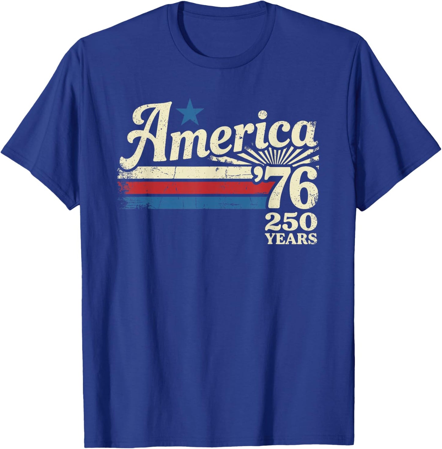 America 76 Retro 250 Years 1776 2026 250th Anniversary USA T-Shirt - T-Shirt | Royal