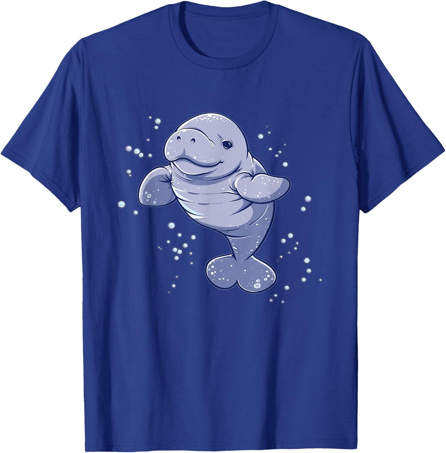 Colorful Manatee Art Cute Kids Cartoon Black U-Neck T-Shirt - T-Shirt | Royal