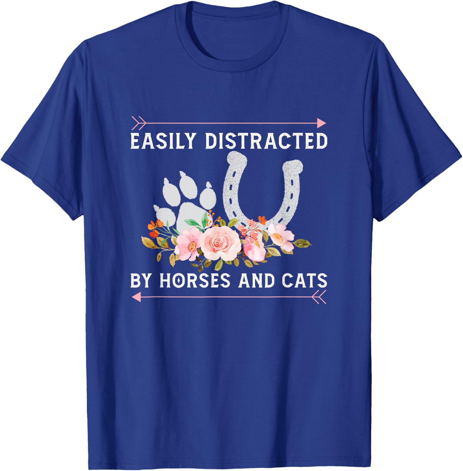 Easily Distracted By Horses And Cats Horse Lovers T-Shirt - T-Shirt | Royal