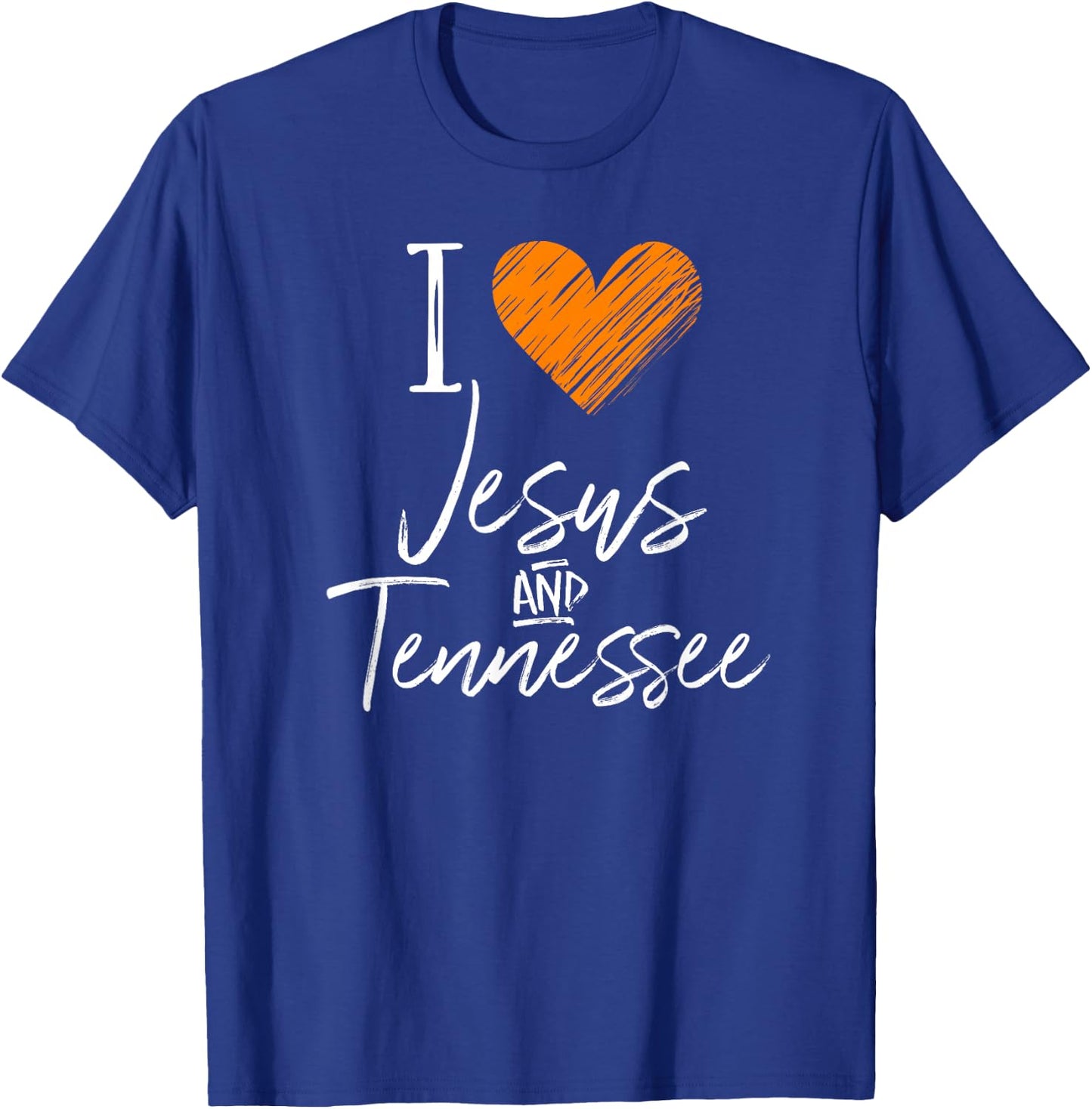 I Love Jesus And Tennessee Shirt Orange Heart Cute Fan Gift T-Shirt - T-Shirt | Royal
