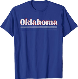 Retrocity Oklahoma Women's Vintage Retro Classic Red Short Sleeve T-Shirt - T-Shirt | Royal
