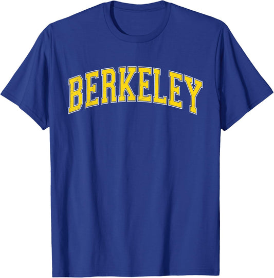 Vintage Berkeley California CA Varsity Style Yellow Text T-Shirt - T-Shirt | Royal