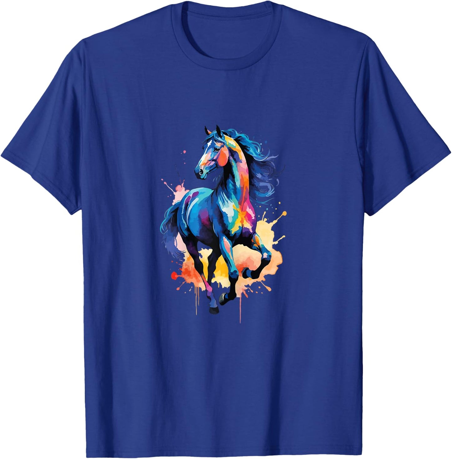 Children's Colourful Horse in Gallop Cute Horses Girls Stable and Riding , blue T-Shirt - T-Shirt | Royal