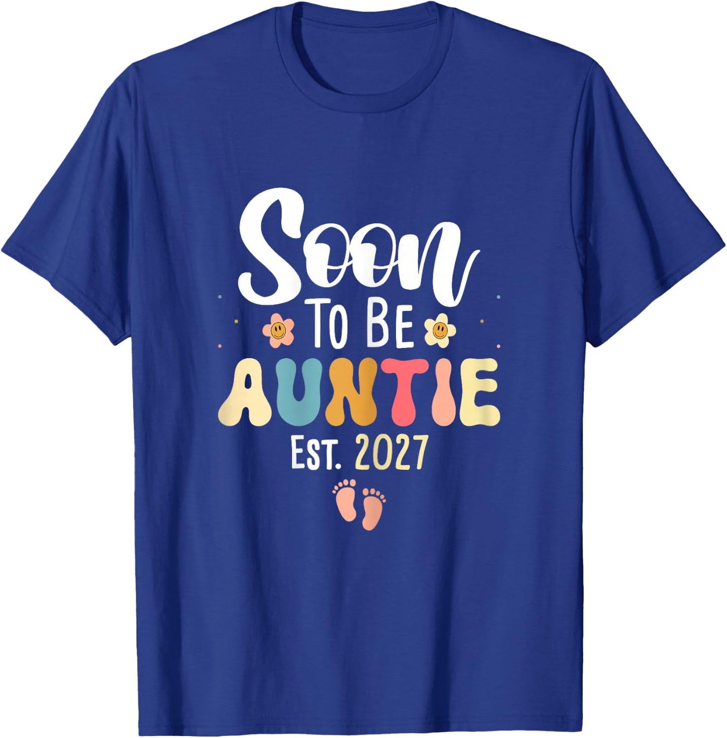 Soon to be Auntie 2027 Cute Floral First Time Aunt Pregnancy T-Shirt - T-Shirt | Royal