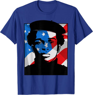 Black History Panther Party American Flag Afro 1966 T-Shirt - T-Shirt | Royal