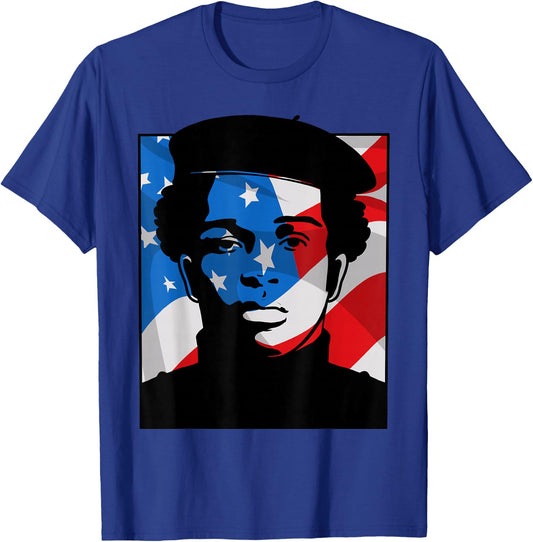 Black History Panther Party American Flag Afro 1966 T-Shirt - T-Shirt | Royal