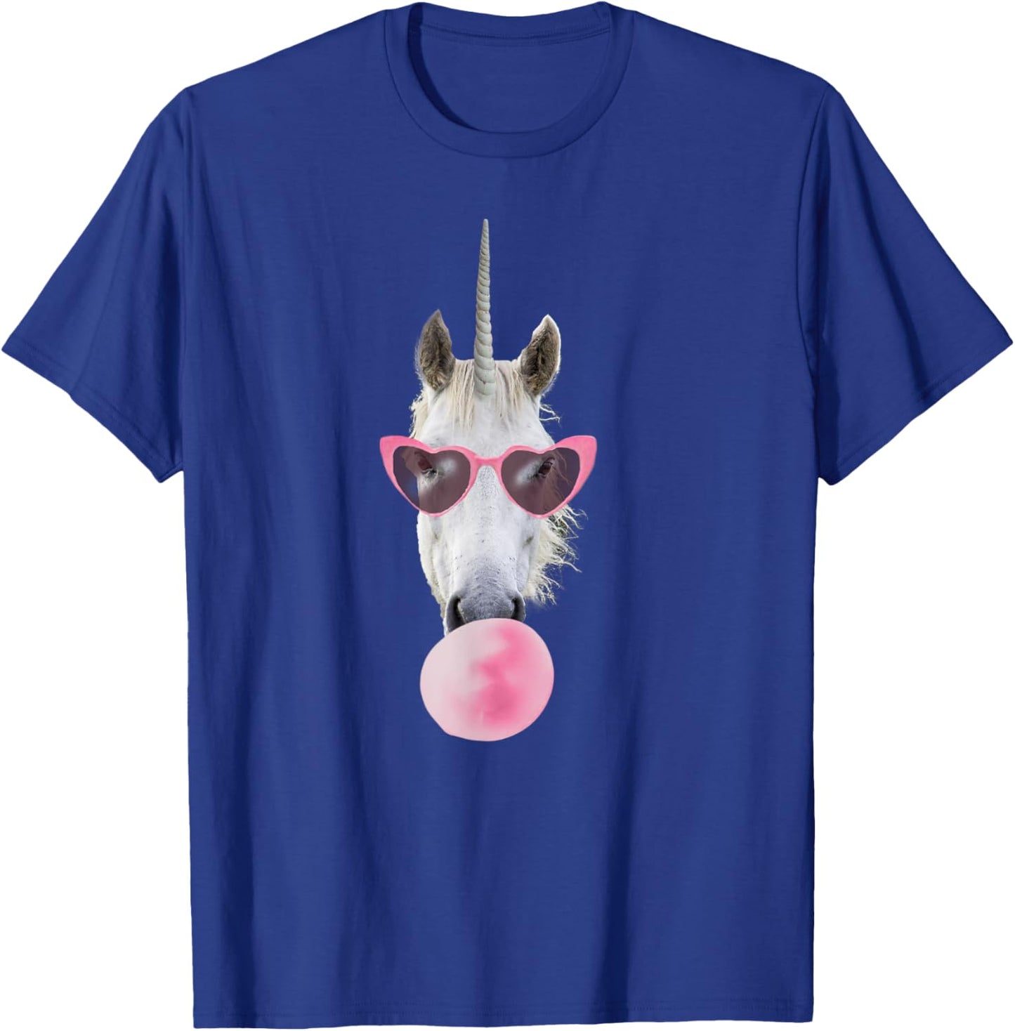 Unicorn Pink Bubble Gum Heart Sunglasses T-Shirt - T-Shirt | Royal