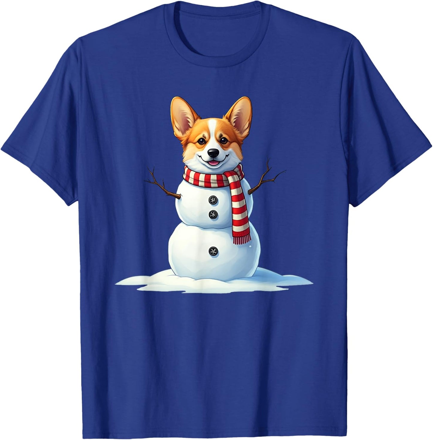 Funny Christmas Scarf with Snowman Corgi , Men and Kids T-Shirt - T-Shirt | Royal