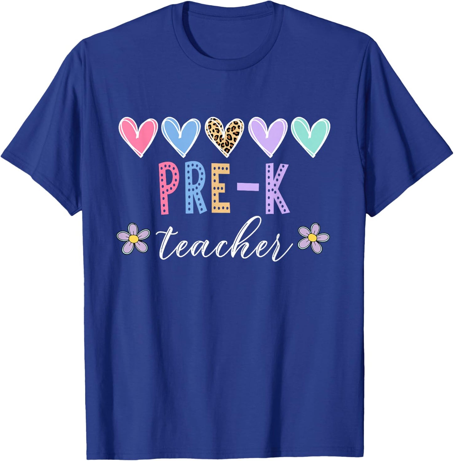 Pre K Teacher Leopard Back To School Teacher 2024 T-Shirt - T-Shirt | Royal