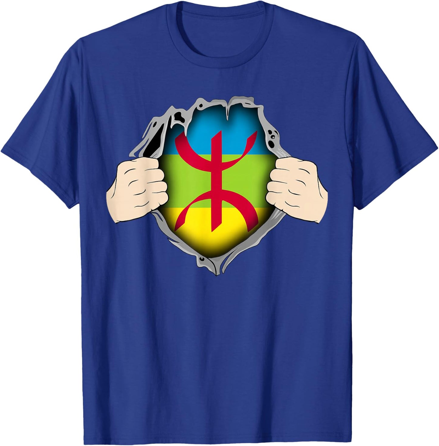 Super Amazigh Berber Flag Rif Moroccan Algerian Patterns , Black, S T-Shirt - T-Shirt | Royal