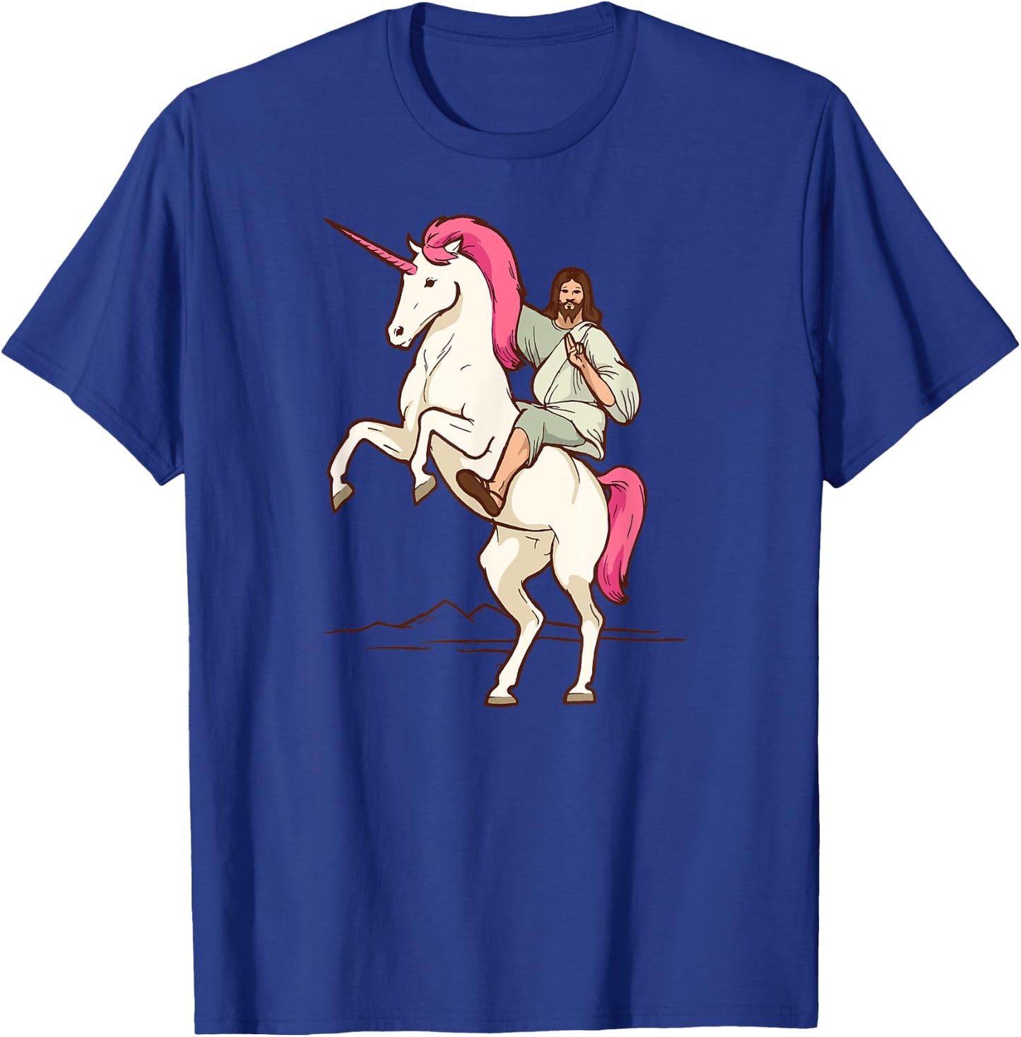 Jesus on Unicorn - Jesus Christ Riding a Unicorn T-Shirt - T-Shirt | Royal