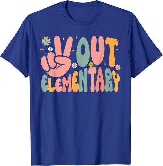 Peace Out Elementary Last Day of School Elementary Graduate T-Shirt - T-Shirt | Royal