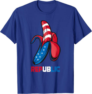 Banana US Flag Patriot America Party Funny Fruit Republic T-Shirt - T-Shirt | Royal