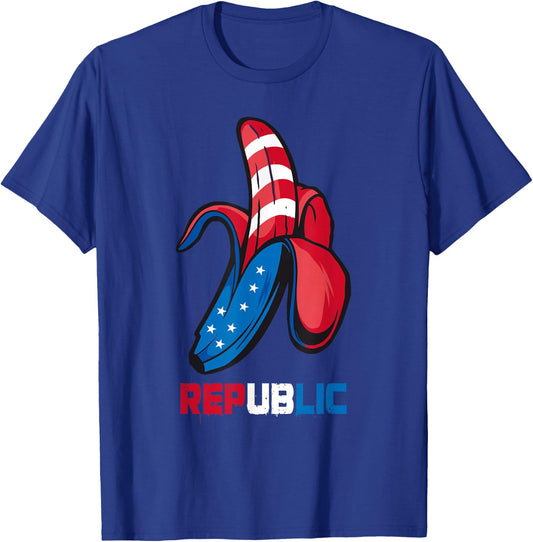 Banana US Flag Patriot America Party Funny Fruit Republic T-Shirt - T-Shirt | Royal