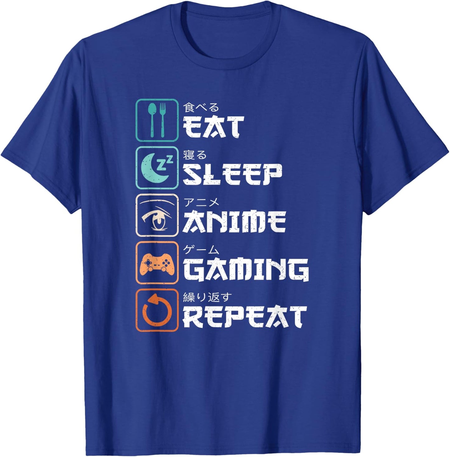 Eat Sleep Anime Gaming Repeat Manga Gamer Funny Gamer , black T-Shirt - T-Shirt | Royal