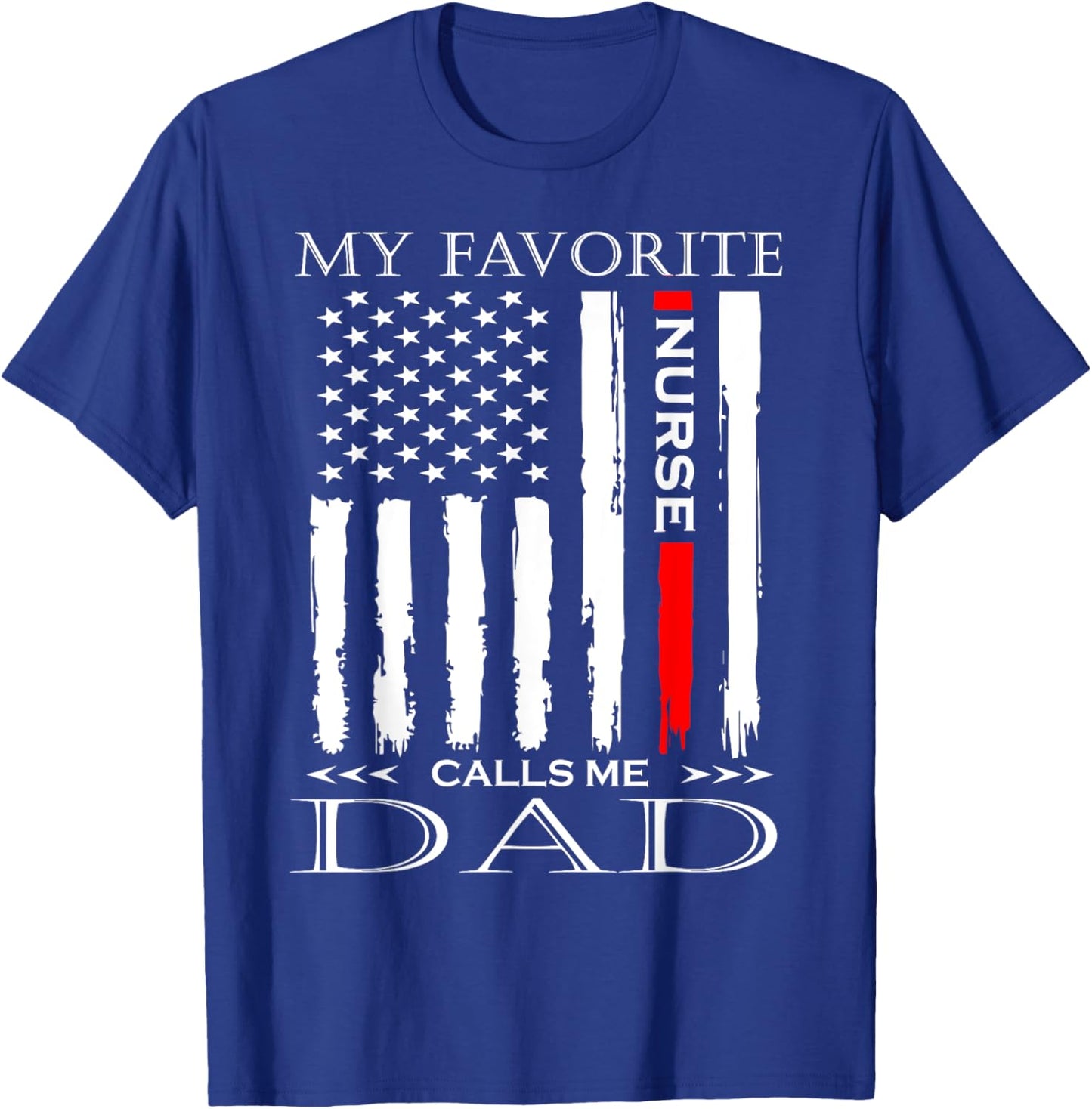 Vintage USA Flag Fathers Day Dad Gift from Daughter Nurse Women Men T-Shirt - T-Shirt | Royal