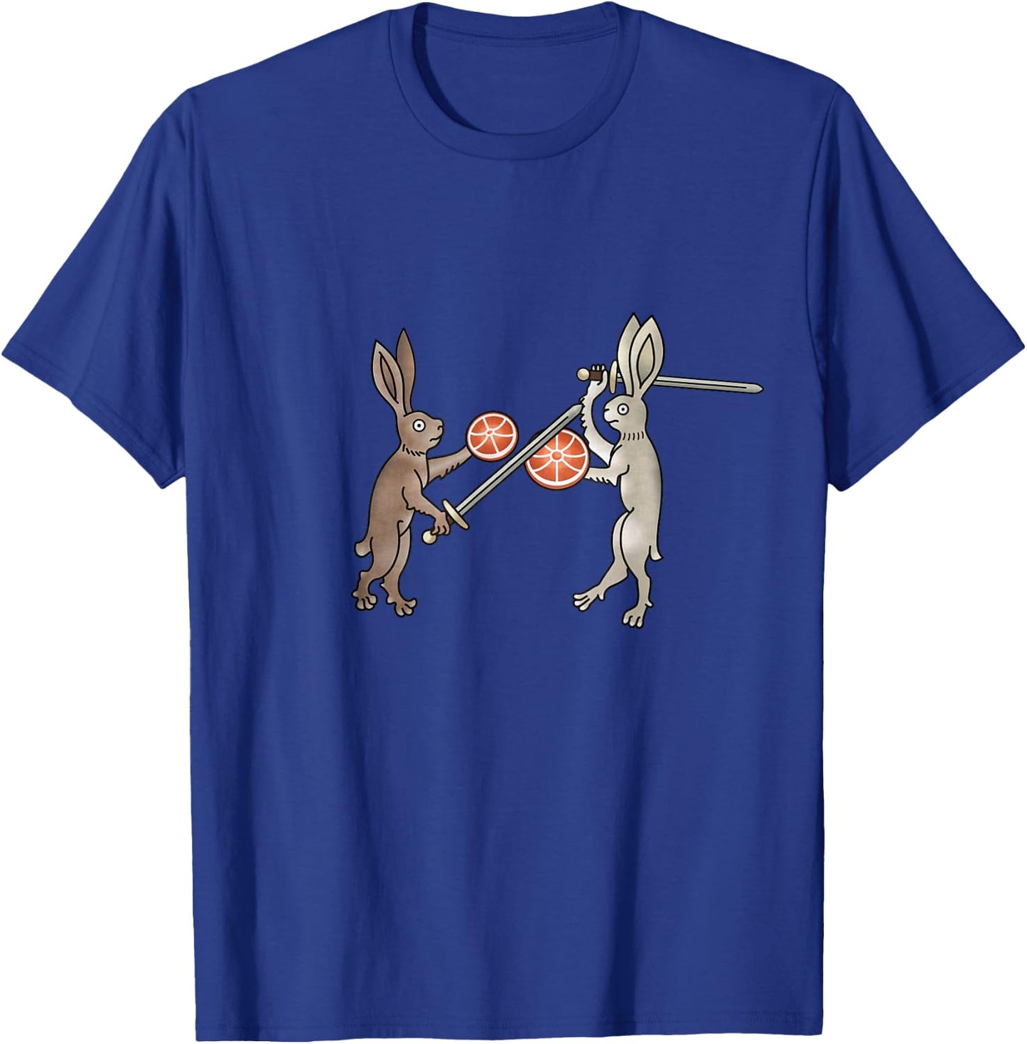 Medieval Marginalia - Rabbit sword duel - MargiKnights T-Shirt - T-Shirt | Royal