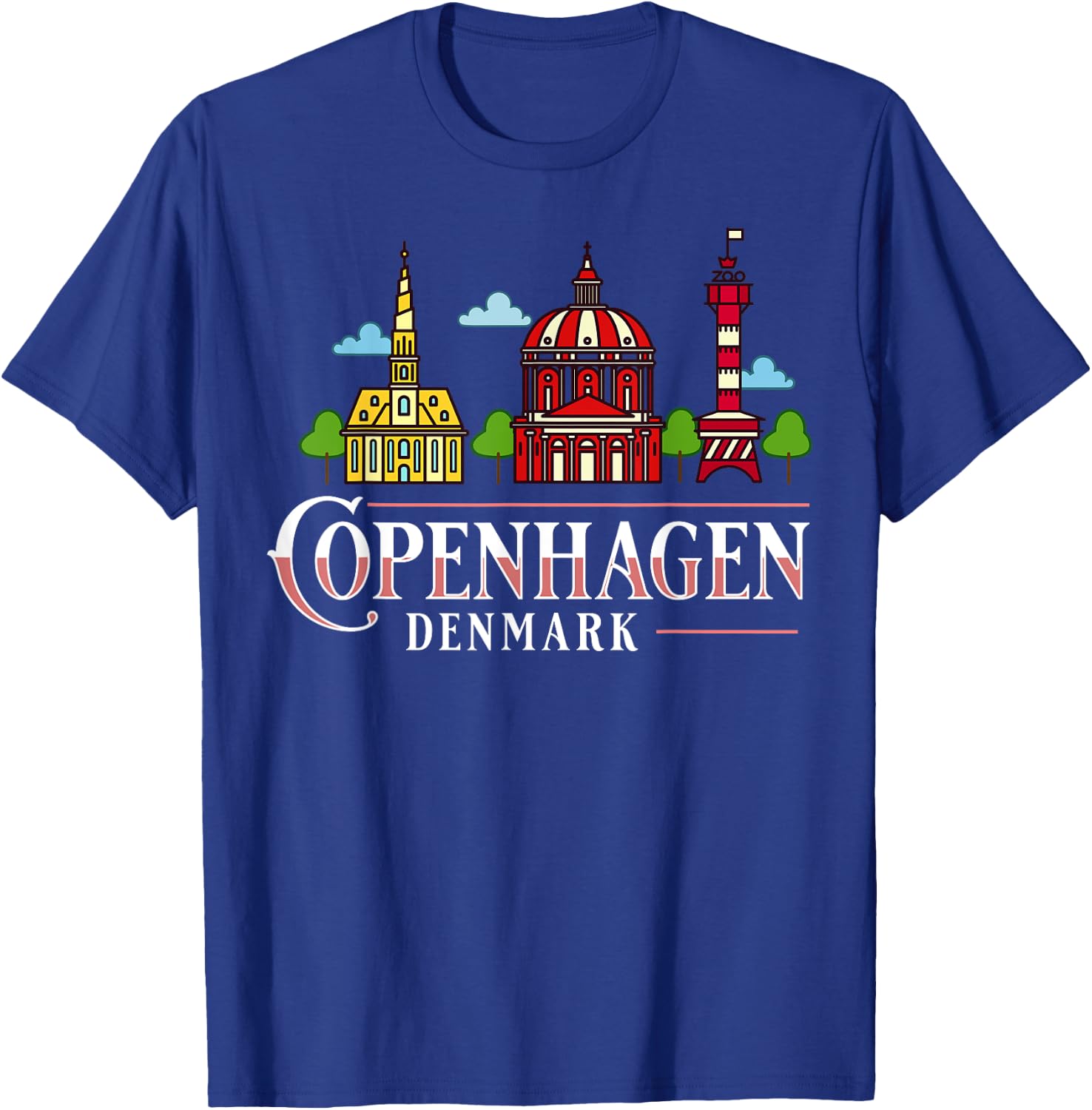 Copenhagen Denmark City Skyline Map Travel T-Shirt - T-Shirt | Royal