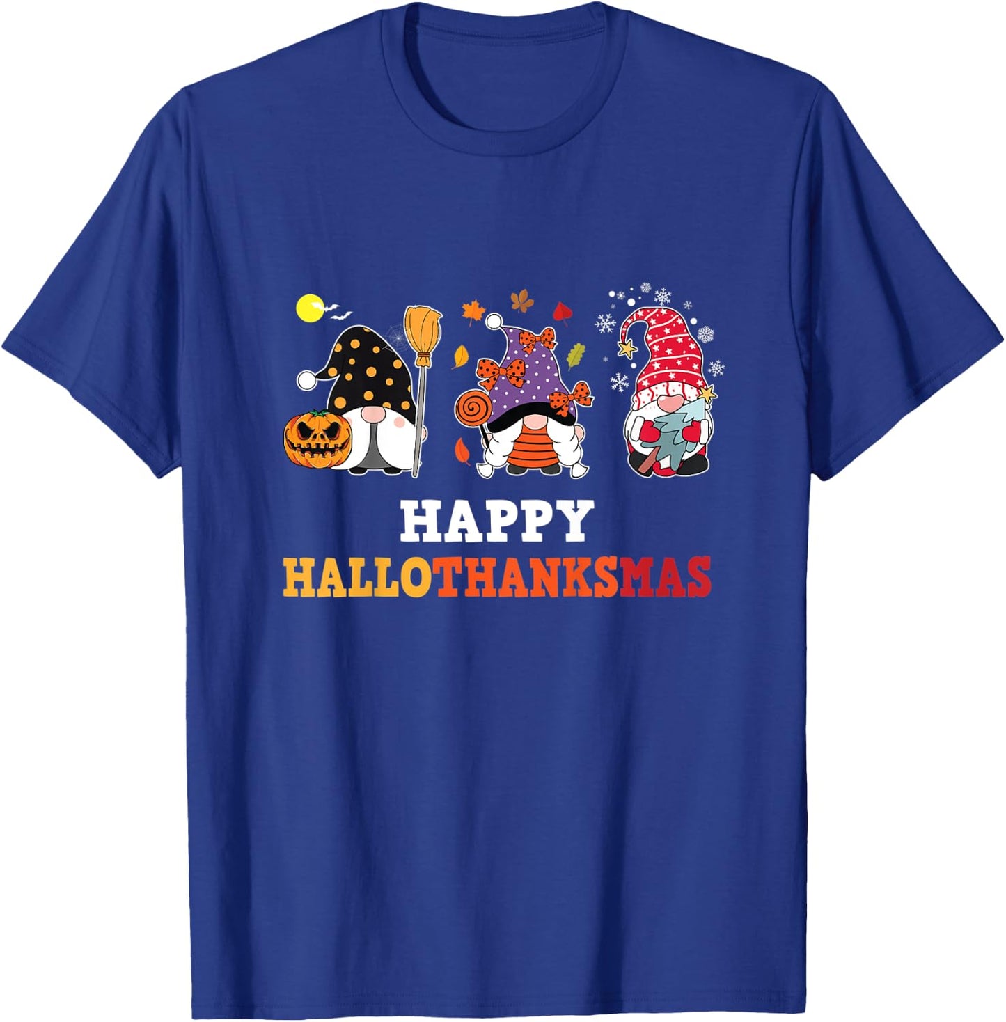 Kids Happy Hallothanksmas Gnomes For Toddler Youth Halloween T-Shirt - T-Shirt | Royal