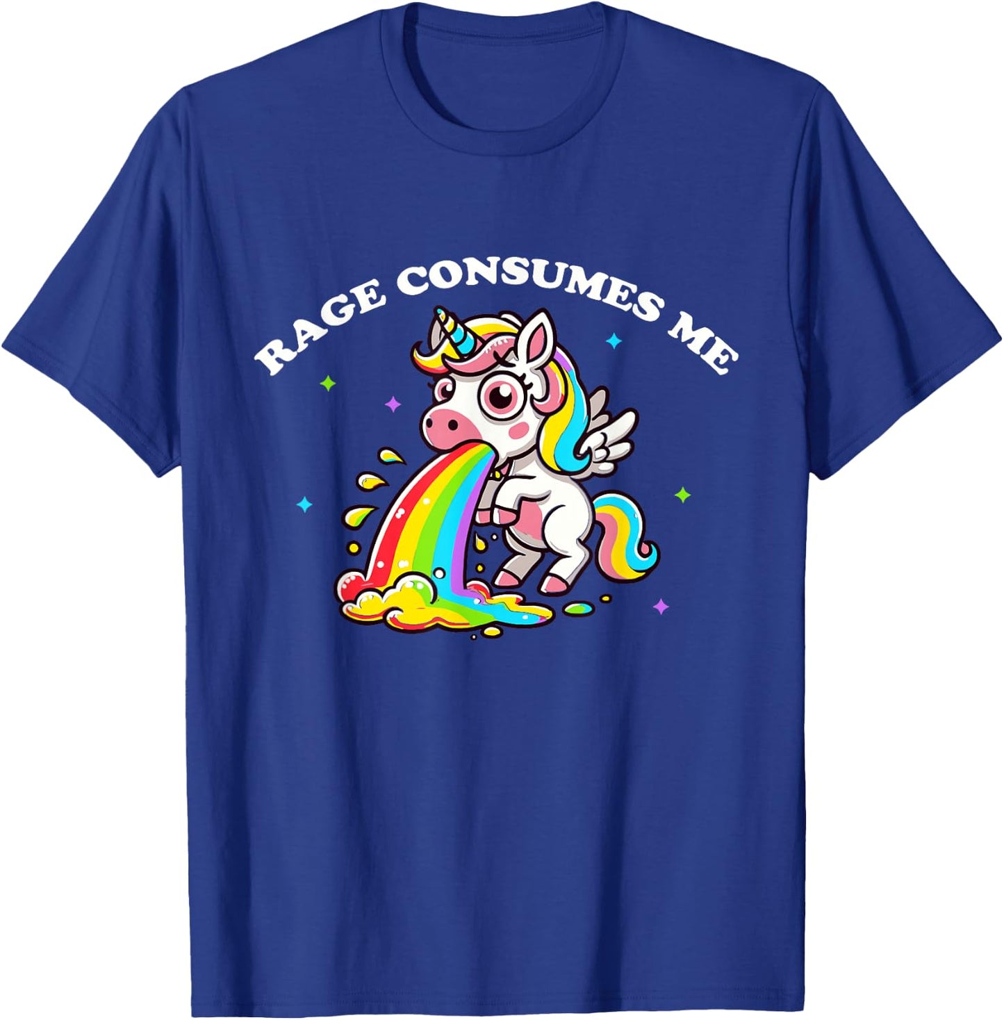 Rage Consumes Me Rainbow Barfing Unicorns T-Shirt - T-Shirt | Royal