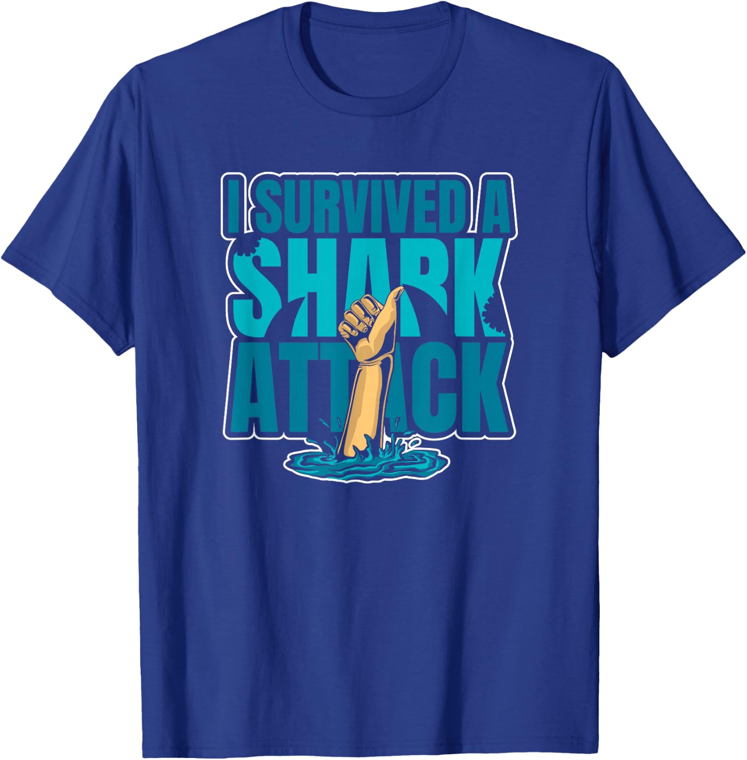 I Survived A Shark Attack Whale Hammerhead White Lover Shark T-Shirt - T-Shirt | Royal